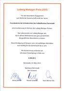 Urkunde Ludwig-Metzger-Anerkennungspreis 2015